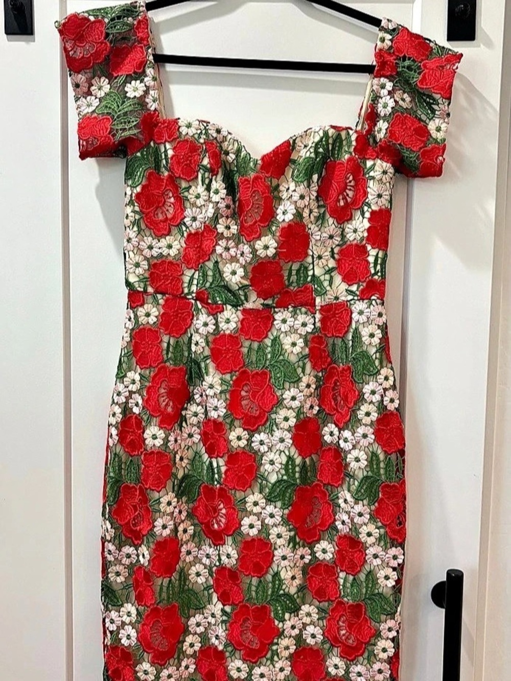 Dress the Population River Off-the-Shoulder Tiered Midi Dress Floral Midi Dress